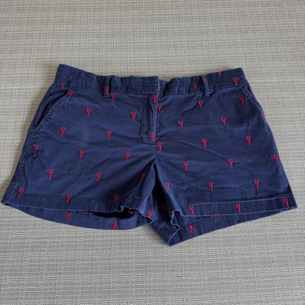 British Khaki navy blue shorts with red embroidery size 12